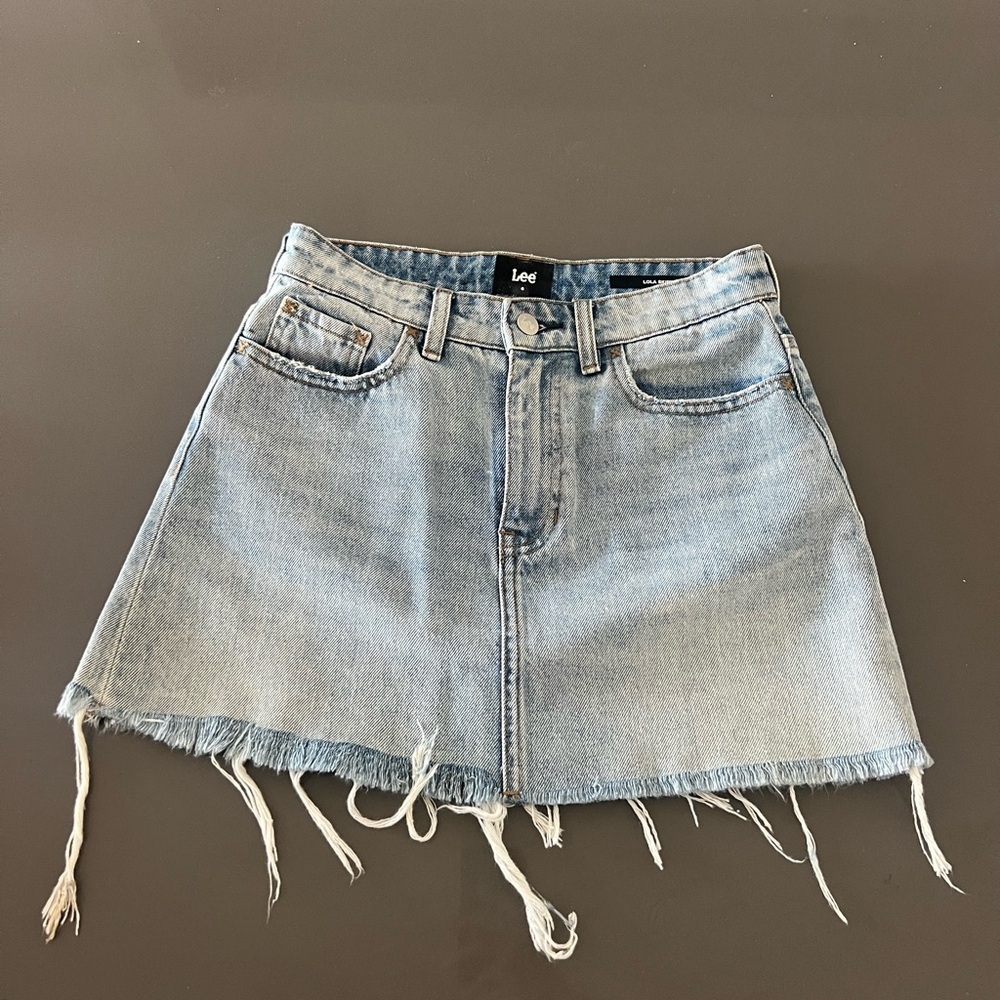 Lee Women's Light Blue Frayed Denim Skirt